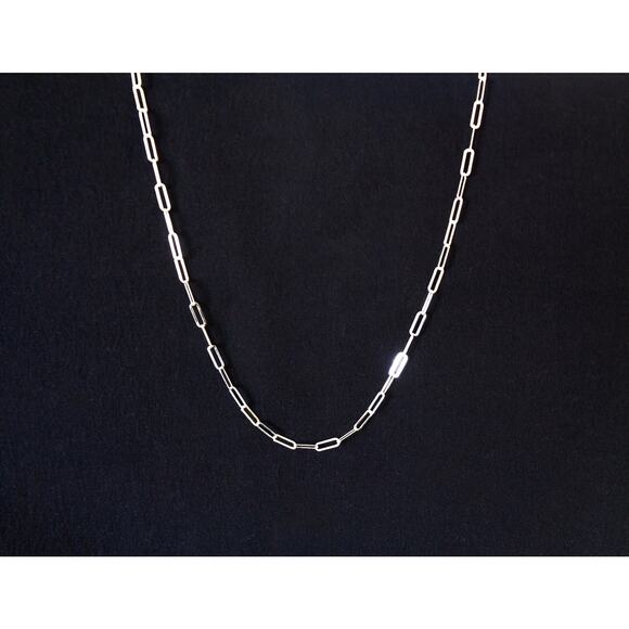 Silver Paperclip Chain for Men, 925 Sterling Silver Paperclip Flat Link Chain - Picture 6 of 7